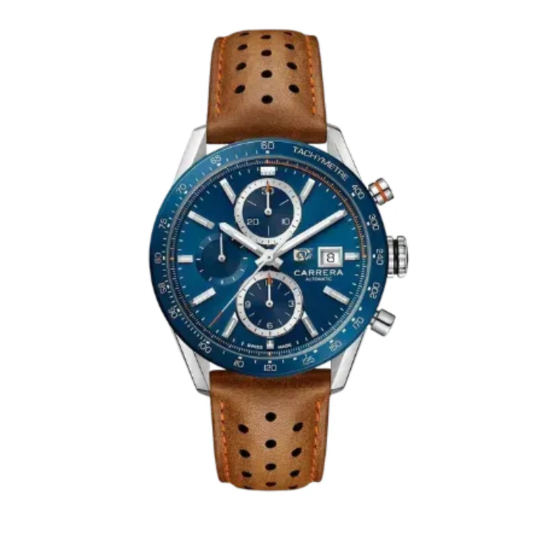 Classic Racing Chrono – Blaues Zifferblatt | Automatik | Wildlederarmband